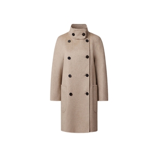 VGRASS维格娜丝高级感冬天外套冬新款羊毛双面呢原色中长款大衣女