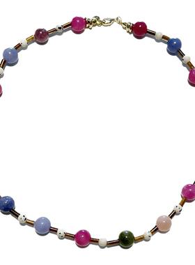 丛林花海*天然玉石18k金复古项链