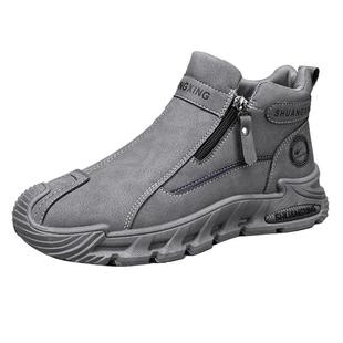 双星一脚蹬男鞋冬季加绒保暖棉鞋高帮休闲运动防滑工作劳保鞋大码