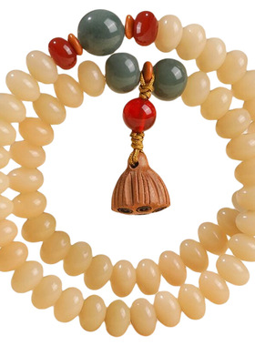 菩提手串念珠文玩盘玩手链女级感白玉盘珠精选手工好运吉祥醒狮