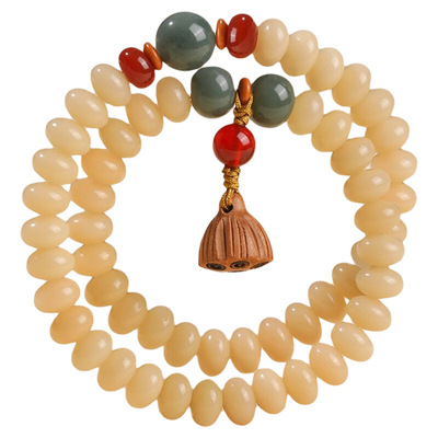 菩提手串念珠文玩盘玩手链女级感白玉盘珠精选手工好运吉祥醒狮