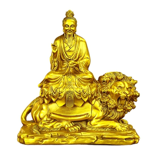 黄铜太乙真人坐九头狮像桌面摆件