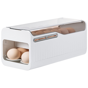 冰箱鸡蛋收纳盒家用厨房保鲜盒放鸡蛋盒滑梯式滚动装蛋神器整理盒