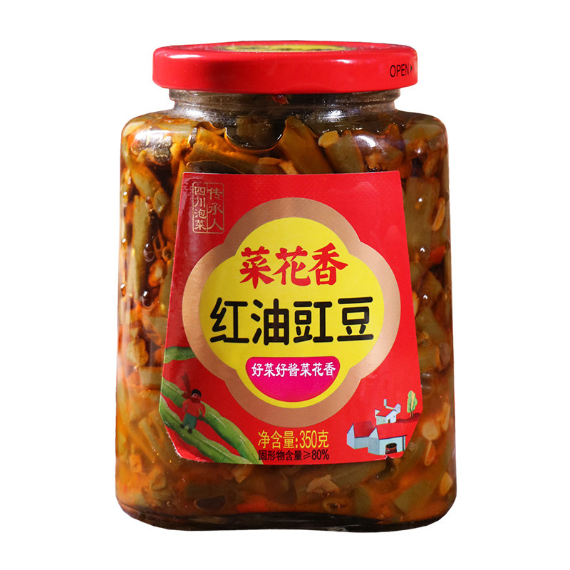 四川特产菜花香下饭菜红油酸豆角