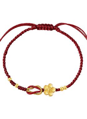 winy纯银编绳桃花手链送女生礼物