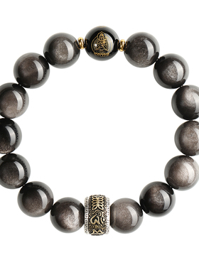 普陀山天然黑曜石手串