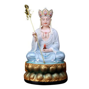 戴玉堂陶瓷正坐古莲地藏菩萨家用供奉九华山地藏王菩萨佛像摆件