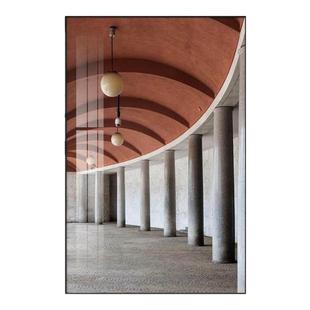 入户玄关视觉空间延伸感装饰画现代简约建筑长廊挂画大幅晶瓷壁画