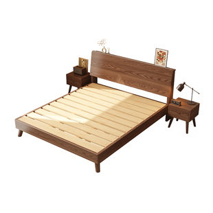 全实木床1米8双人床1米5的床出租房用1.2米单人床架子家用卧室床