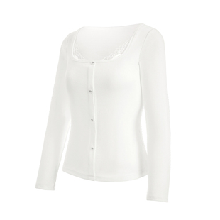 保暖内衣女自带胸垫内搭打底衫加绒可外穿蕾丝肌底衣长袖低领上衣