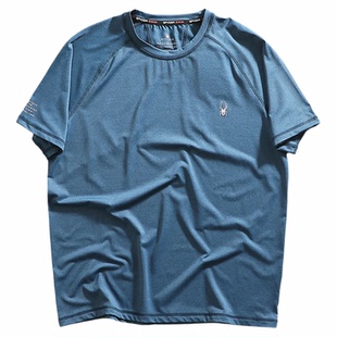 出口欧美订单 速干透气高弹力夏季新款男士户外运动圆领短袖T恤衫