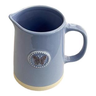 安木良品 外贸原单 北欧田园复古精致蝴蝶浮雕陶瓷大奶壶插花花瓶