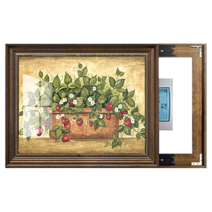 美式电表箱装饰画草莓欧式免打孔配电箱推拉式弱电多媒体盒遮挡箱