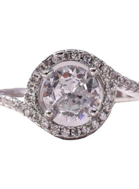 结婚仪式对戒群镶奢华戒指仿真钻戒一对开口可调节情侣婚戒指道具