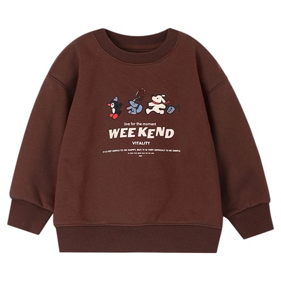 幼儿园百搭加绒加厚圆领套头卫衣