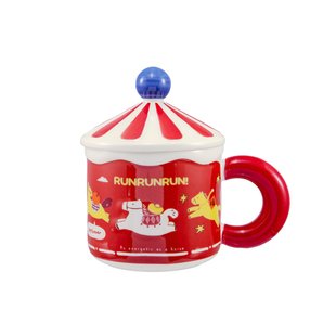 树可马上转运杯陶瓷水杯家用喝水漂亮高颜值带盖红色马年马克杯子