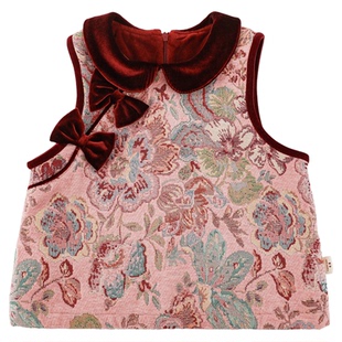 幼悠女童2025冬季新款加绒保暖儿童马甲加厚新中式背心女孩拜年服