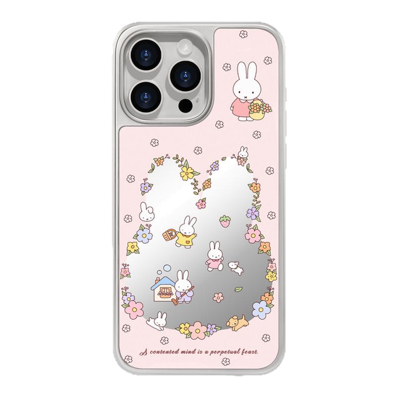 benefit镂空镜子碎花小兔17适用于iphone16promax苹果15PRO镜面磁吸手机壳13新款14小米15PRO防摔三星S25