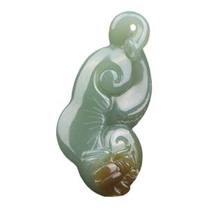 和田玉俏色手工雕刻如意挂件吊坠
