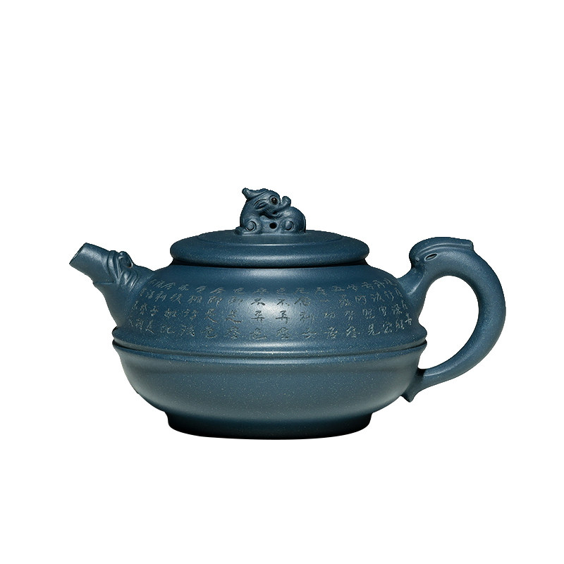 原矿纯手工刻字浮雕泡茶紫砂壶