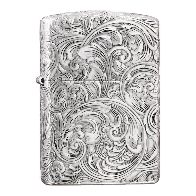Zippo镀银大唐草盔甲雕刻男送礼