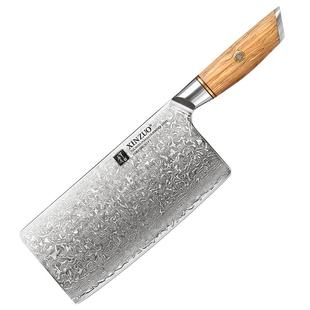 信作刀具真大马士革钢刀中式片刀厨房刀具切片刀粉末钢菜刀厨师刀