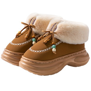 厚底增高棉拖鞋女款包跟居家高级感拖鞋冬季加绒加厚保暖棉鞋外穿