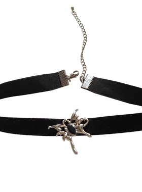 高级感黑色蝴蝶丝绒百搭锁骨链女