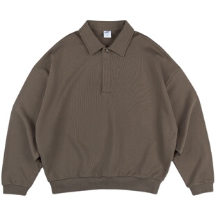 IDLT Polo翻领廓形卫衣 400g全棉毛圈 落肩宽松男女基础潮ins