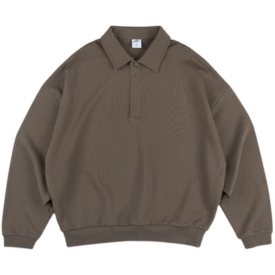 IDLT Polo翻领廓形卫衣 400g全棉毛圈 落肩宽松男女基础潮ins