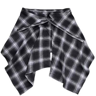 明星同款黑白格子屁帘男女款叠穿