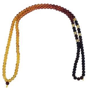 天然真琥珀项链小米珠锁骨链女款金珀血珀蜜蜡手串毛衣链配饰挂绳