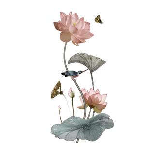 中国风荷花3d立体墙贴自粘玄关墙面装饰贴纸客厅卧室房间温馨贴画