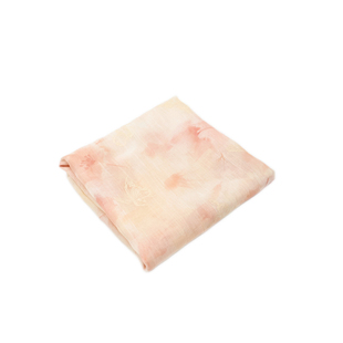 亲肤半透 粉黄色晕染蝴蝶印花竖条纹褶皱天丝麻亚麻面料汉服布料