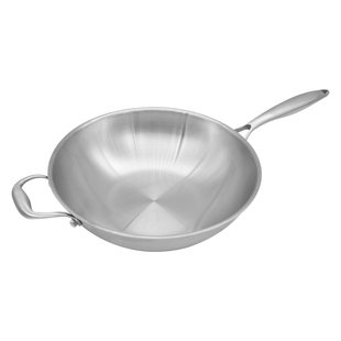 皖骄子家用304不锈钢炒锅262830323436384042cm无涂层不生锈包邮