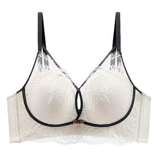 月月露娜 小胸聚拢内衣女加厚性感蕾丝文胸防下垂无钢圈胸罩套装