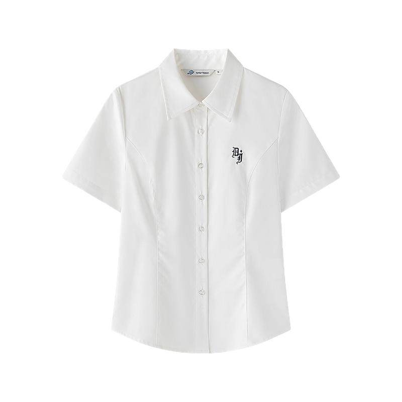 东京岁时记jk制服白衬衫夏原创短袖收腰修身上衣刺绣衬衣月华高女