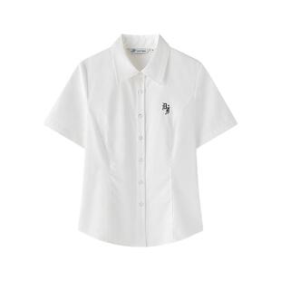 东京岁时记jk制服白衬衫夏原创短袖收腰修身上衣刺绣衬衣月华高女