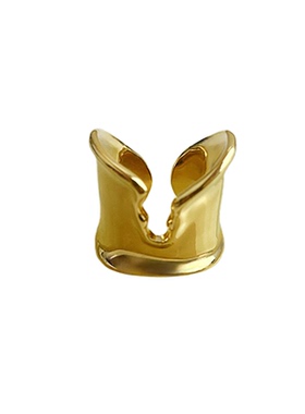 欧美重工马蹄开口不规则宽版光面戒指指环轻奢高级感个性裂口戒指