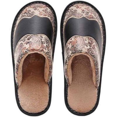 居家牛皮欧式风印花新款棉拖鞋