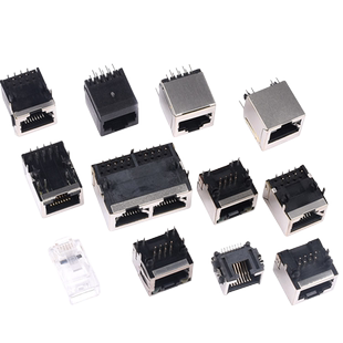 RJ45网络插座网线56/58/59网口接口8P8C水晶头座母座卧式立式带灯