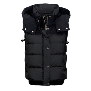 JESSIE时尚连帽羽绒服女秋冬新款无袖鸭绒修身羽绒马甲女保暖舒适