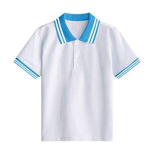 06儿童polo衫白男童短袖t恤童自贡市旭川中学生校服翻领体恤班服