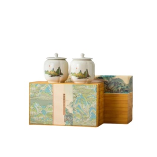 龙井茶叶明前绿茶礼盒装高档瓷罐木质礼盒包装过年过节送礼长辈