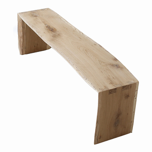 朴室侘寂风简约北欧法国白橡木实木原木餐桌长凳餐椅换鞋凳床尾凳