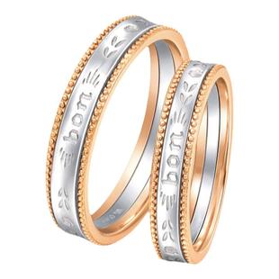 周生生V&A博物馆系列18K黄金及Pt950铂金情诗戒指对戒男款93713R