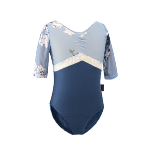 舞蹈服儿童女夏季芭蕾练功服蕾丝古典传统中国舞少儿体操服连体服