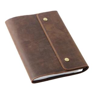 复古头层牛皮定页手账本皮套记事本按扣三折书衣A5保护封套笔记本