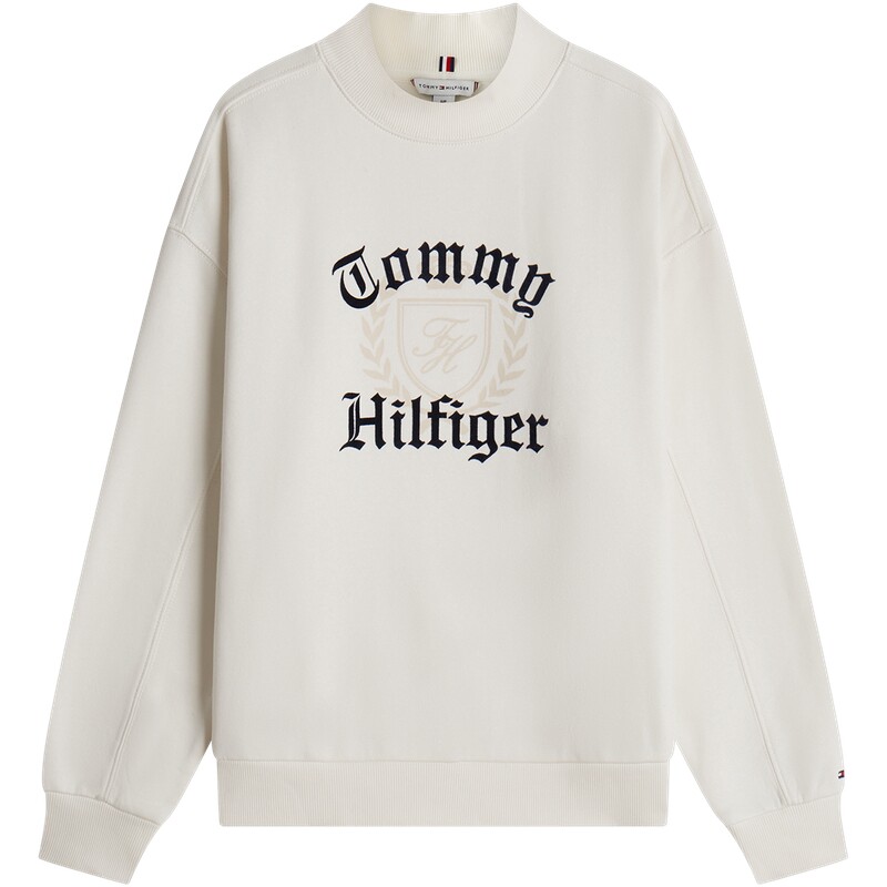 Tommy女装字母徽章落肩抓绒卫衣
