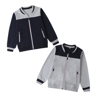 伊顿同款校服藏青拼色浅灰拉链棒球服上衣外套春秋长袖卫衣开衫